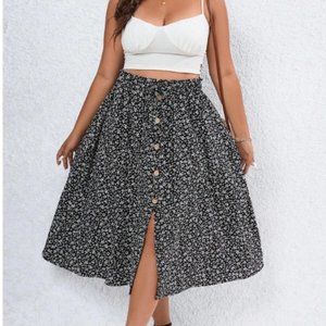 Ditsy Floral Front Button Tie Skirt